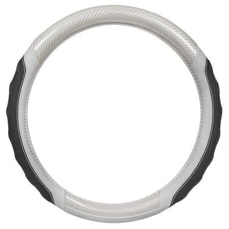 Motor Trend Duotone Fat Grip Steering Wheel Cover/White SW-812-WH